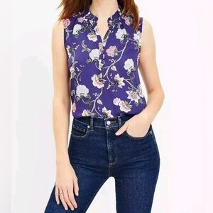 LOFT Floral Sleeveless Blouse - Purple